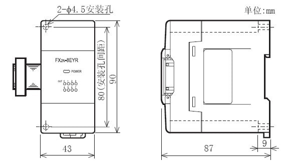 FX2N-8EYR外形尺寸