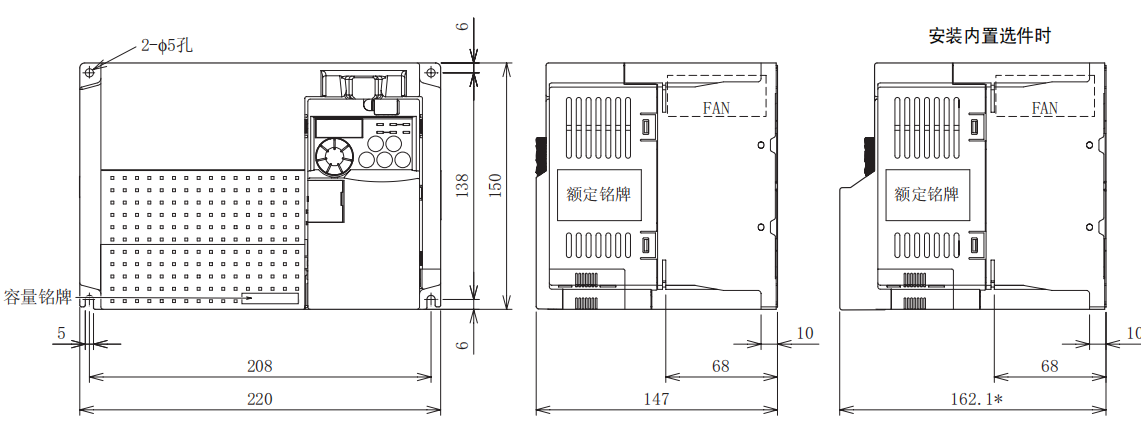 FR-E740-5.5K、7.5K-CHT尺寸圖